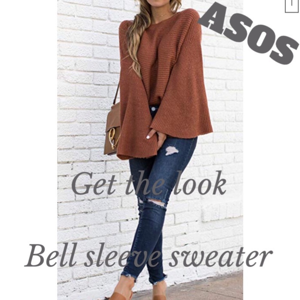 ASOS rust bell sleeve sweater swing US10